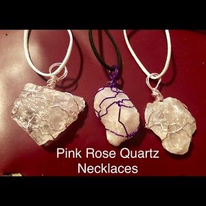 Rose Quartz Crystal Necklace on Suede Lace Cord